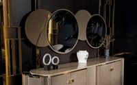 Spiegel Wohnzimmer Einfarbig MöBel Luxus Design Einrichtung Metall Beige Holz