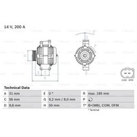 Bosch Generator Lichtmaschine 200A 14V FüR Mercedes-Benz E-Klasse C-Klasse