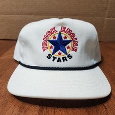 Vintage Snapback Hat Cap CAT Caterpillar Truck Engine Stars White Black Rope