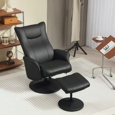 HOMCOM Relaxsessel mit Hocker 360°Drehbar TV-Sessel mit Liegefunktion Schwarz