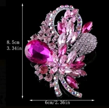 Vintage Look brooch Pin Pink Fashion jewelry 3.3 in Free Shipping