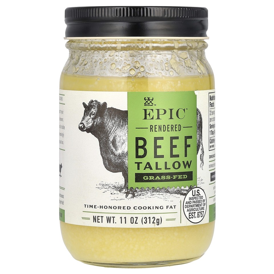 Rendered Grass Fed Beef Tallow, 11 oz (312 g)