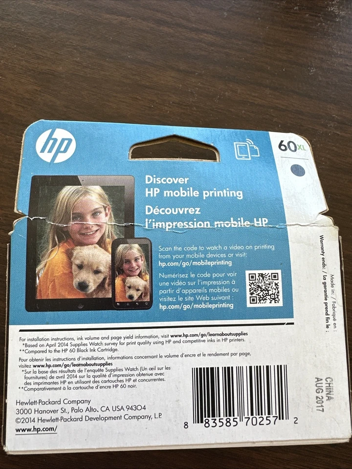 Impresora de computadora de recarga de cartucho de tinta negra HP 60xl nueva en caja caducidad 08/2017 Foto 2 de 4