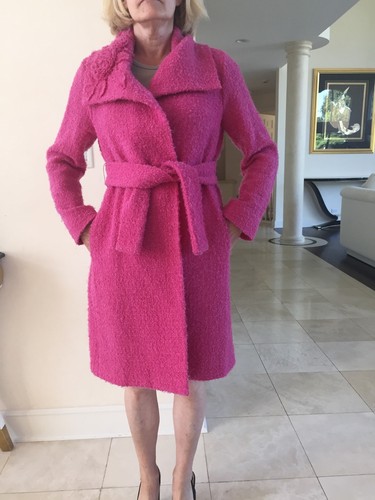 Charles Chang Lima Lana Mohair Abrigo largo con cinturón de color Rosa  Fucsia Talla 4 | eBay
