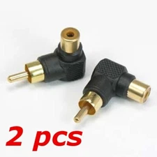 2 Pack - 90 Degree Right Angle L-Shaped RCA Male to Female Adapter Connector