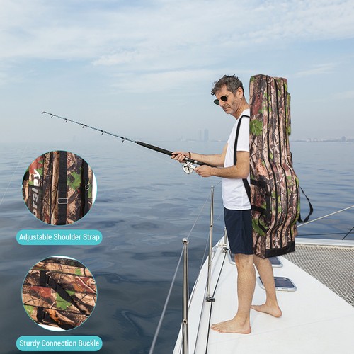 Doorslay 3 Layers Fishing Bag Portable Folding Fishing Rod Reel Bag Travel J9C0 - Picture 7 of 10