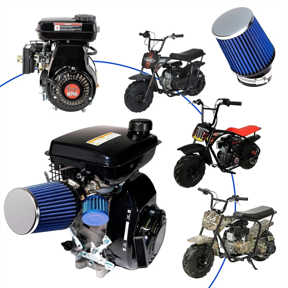 Blue Carburetor Air Filter Adapter Kit for Monster Moto MM80 Baja DB30 Mini Bike - Image 2 of 4