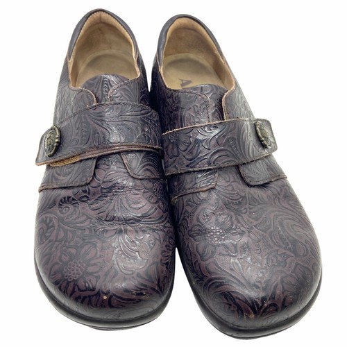 Alegria Clogs Women's Size US 8.5 EUR 39 Purple Black Leather Casual Shoes - Picture 3 of 12