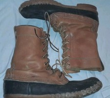 Vtg 40s 50s Rubber Leather L.L BEAN maine Hunting EARLY LABEL Boots Shoes 8 RARE