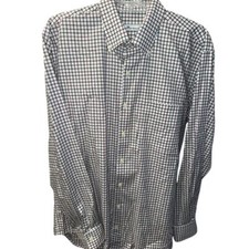 Peter Millar Crown Shirt Mens large Red Black White Plaid Button Cotton Spandex