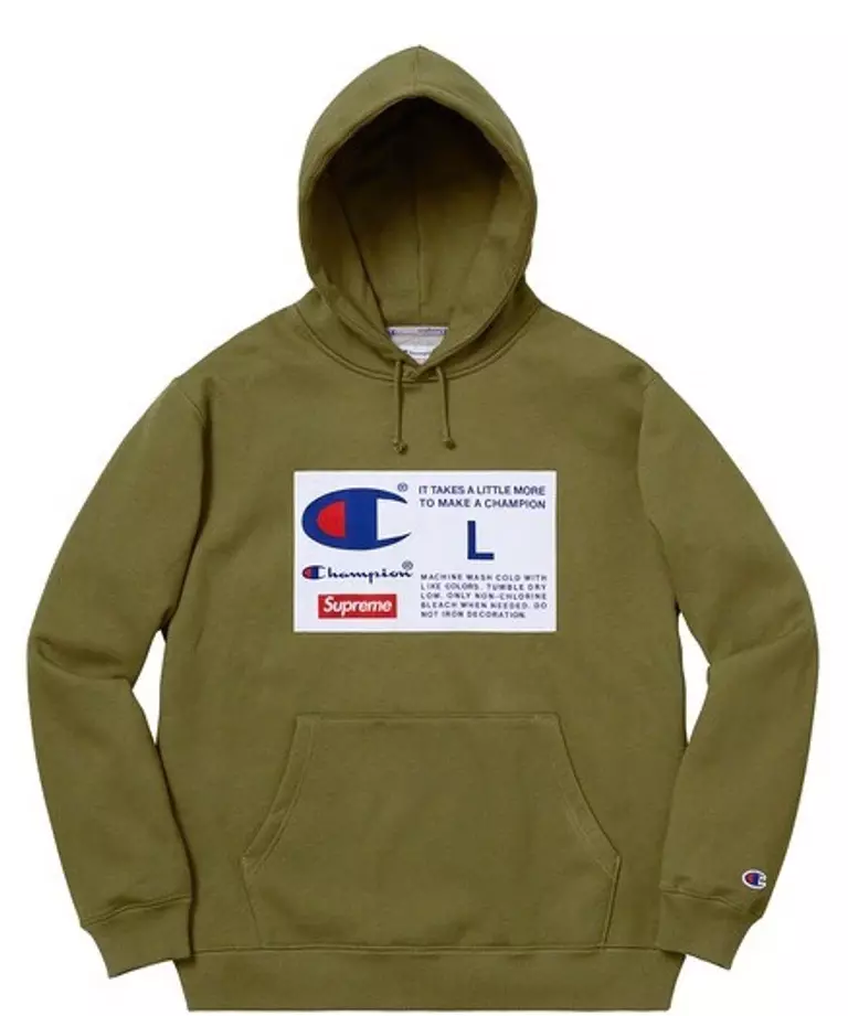 SUPREME CHAMPION Label Hooded Sweatshirt Olive Khaki Size Large Colour New  Rare | eBay