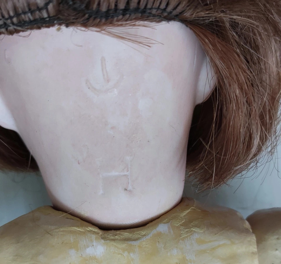 POPPY Testa Porcellana Marca J H Capelli Naturali Alto 40 CM 1910 - Immagine 3 di 4