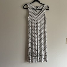 J.Jill Wearever Collection S Black White Chevron Stripe Jersey Knit Tank Dress