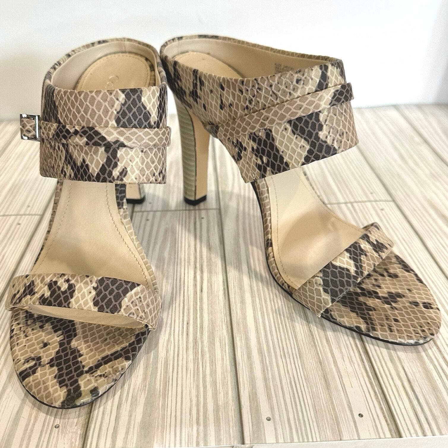 Calvin Klein Aliza slip on mule heels size 8.5 faux snakeskin