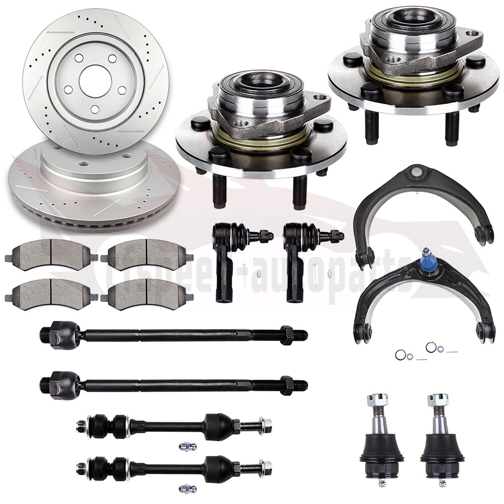 14PCS Front Suspension Kit for Dodge Ram 1500 - Hub, Control Arm, Brake Rotor
