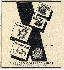 Seidel & Naumann Dresden Schreibmaschinen Nähmaschinen Germania Fahrräder 1924