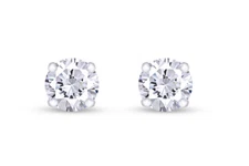 Stud Earrings Round Cut Simulated Diamond 14K White Gold Plated 925 Silver