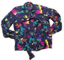 LOUIS FERAUD LUSSO SILK BLOUSE PRINT MULTICOLOR LAVALIERE ORIGINAL 10
