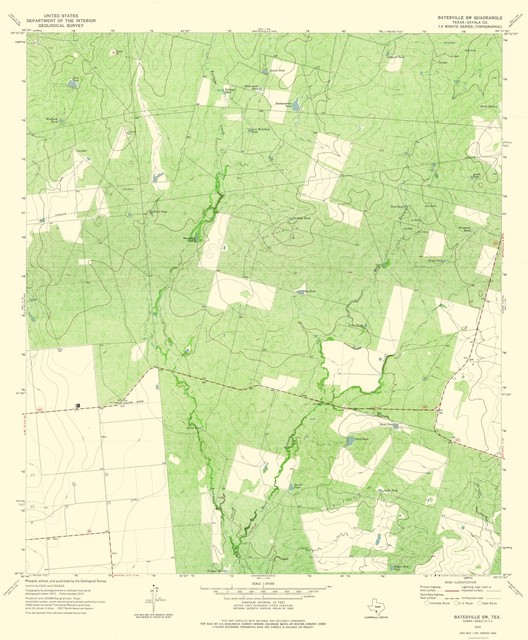 Topo Map Batesville Texas South West Quad USGS 1972 23.00 x 27.89