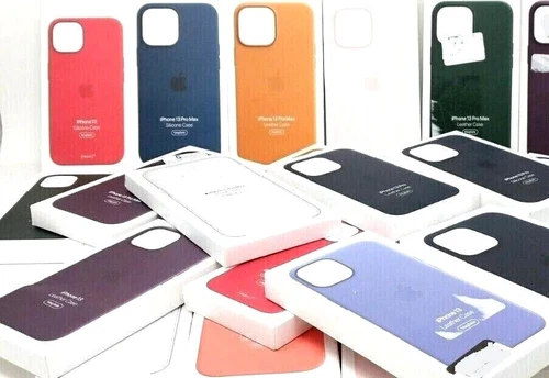 Genuine Original Leather or Silicone Cases for iPhone 13, Mini, Pro, Pro Max