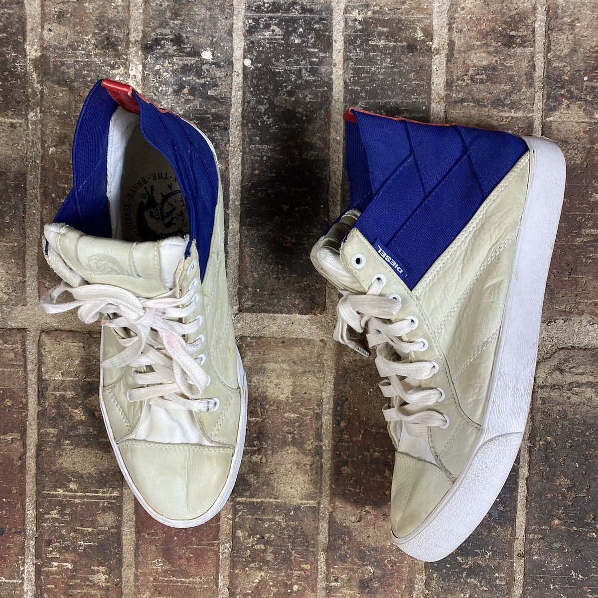 Diesel S-Tunnyngs Off White Leather Blue Criss Cross Strap Heel High Top Sneaker | eBay Diesel S-Tunnyngs Off White Leather Blue Criss Cross Strap Heel High Top Sneaker | eBay
