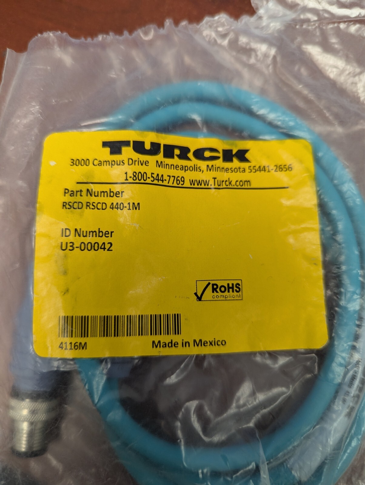 RSCD RSCD 440-1M, M12 MALE X MALE CABLE 4 PIN, 1M
