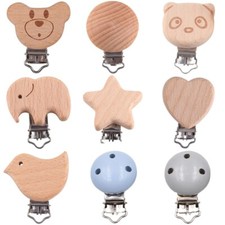 5x Naturell Schnullerkettenclip Schnullerclip Holzclip Babyclip Blitzvrsand Neu
