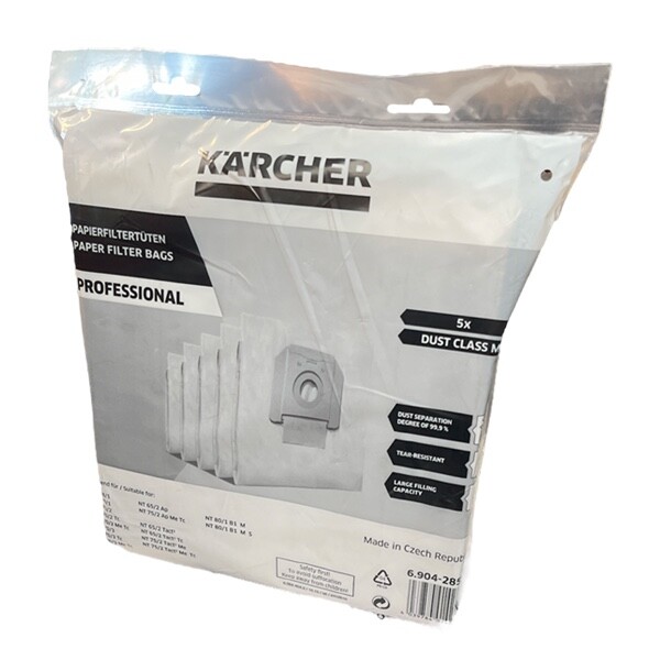 Karcher M Class Paper Filter Dust Bags for NT 48/1, 65/2 and 70/2 Vacuum Cleaners Pack of 5 - Image 2
