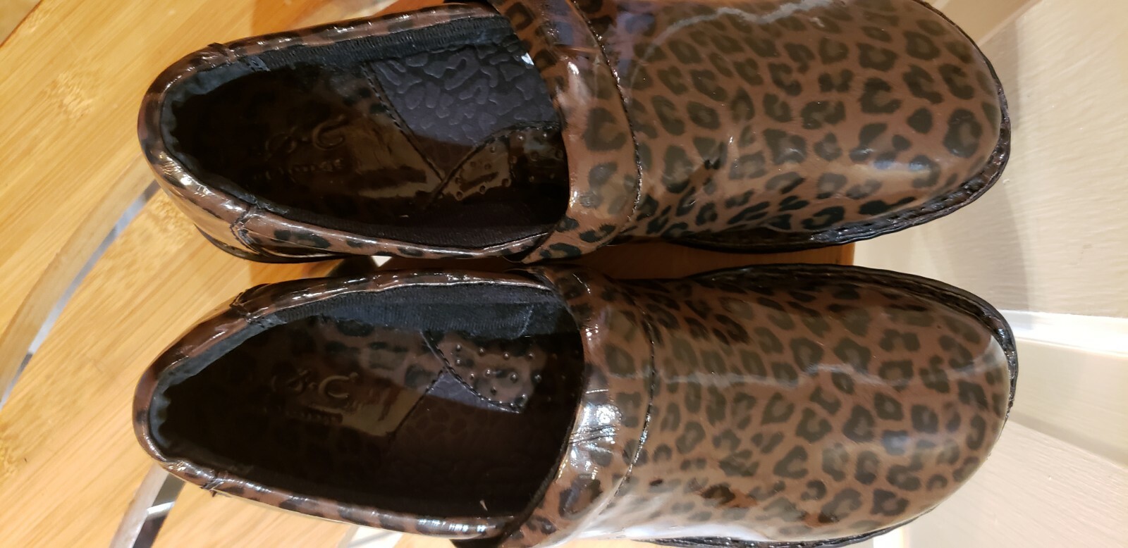 leopard print nursing clogs