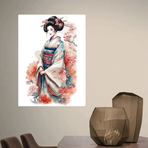 Japanese Geisha Watercolor Digital Download Clipart PNG Printable Geisha Art - 第 1 个视频/共 1 个视频