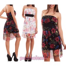Women's Mini Dress Short Sheer Flowers Bandeau Elastic Sexy New CJ-2185