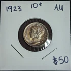 1923 10C Mercury Dime AU
