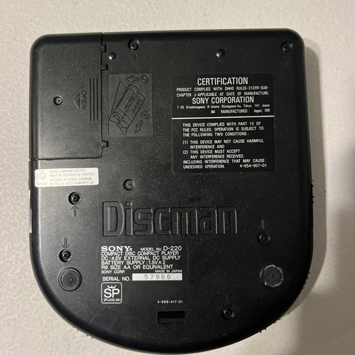 Sony Discman D-220 Portable Mega Bass Compact CD Player getestet funktioniert gut! - Bild 2 von 2