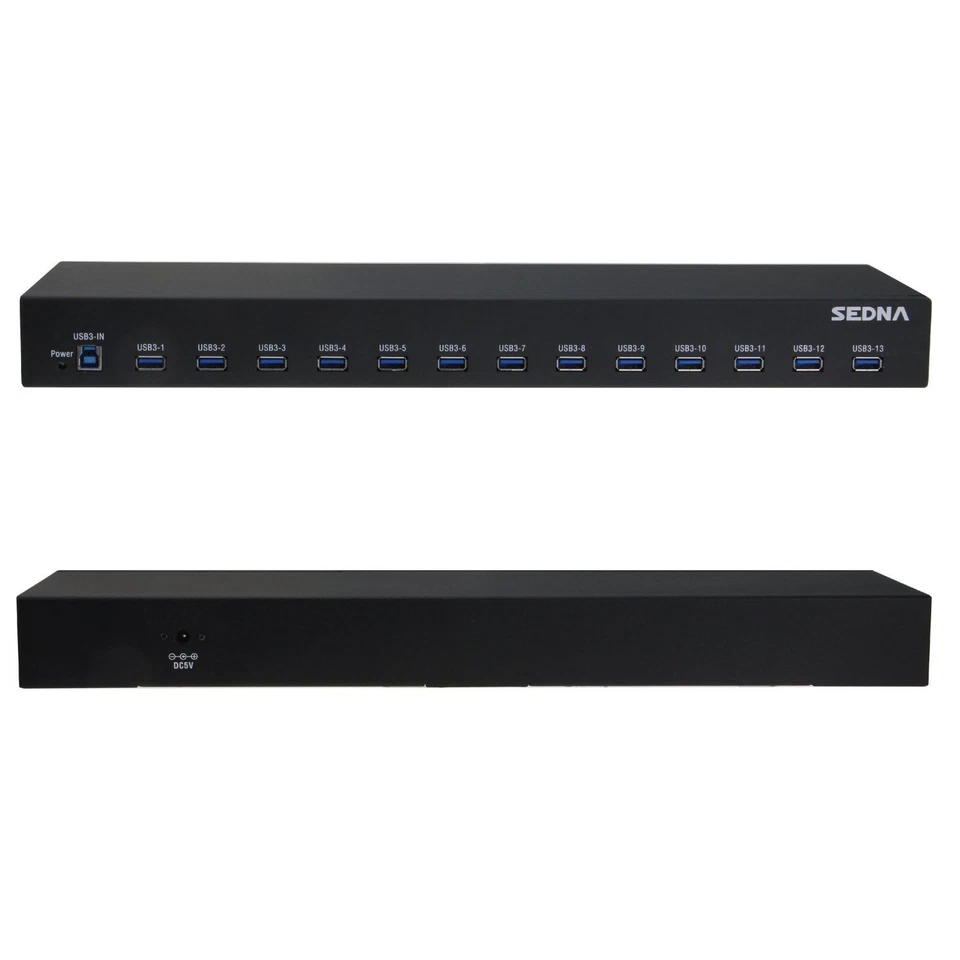 SEDNA - 19 Inch 1U Rack Mount 10 Port USB 3.2 Gen II Hub (10Gbps) with 5V 10A AC - Image 2 of 4