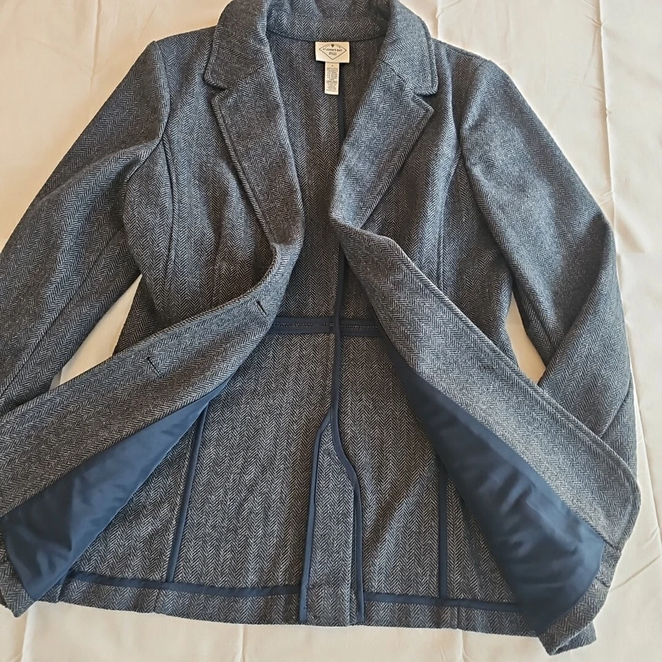 Chaqueta Blazer Pequeña St. Johns Bay Mujer Azul Mezcla Lana Foto 3 de 4