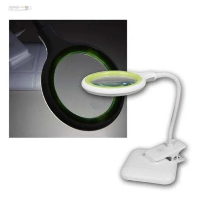 Lupenleuchte mit 36 LED, Klemmleuchte / Tischleuchte dimmbar, USB, Echtglas-Lupe - Bild 1 von 4