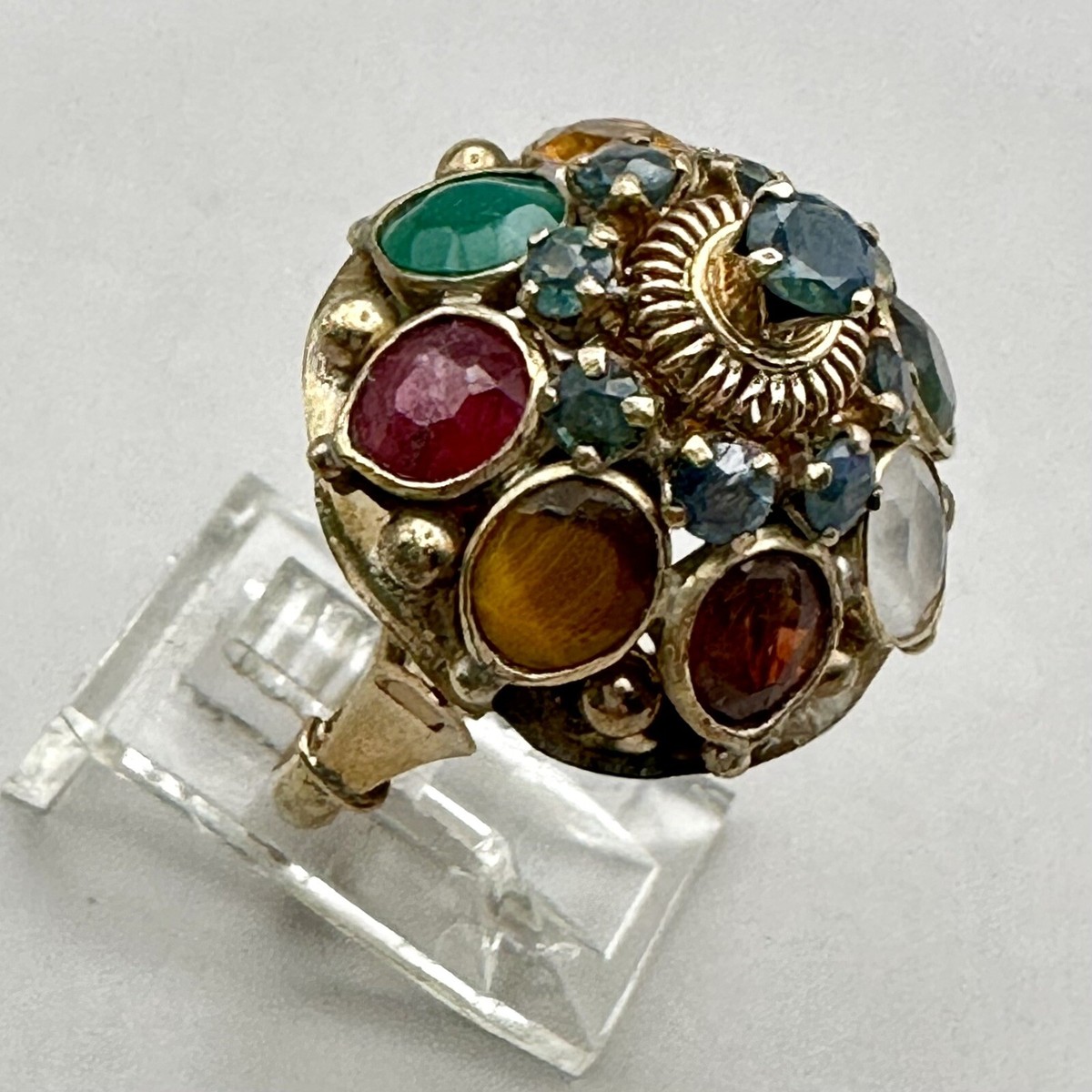 Thai Princess Harem Dome Ring 8K Gold Signed J G