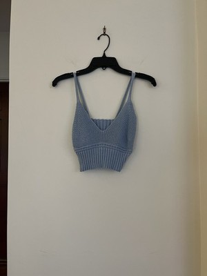    Sky Blue Knit Camisole Top   Made in Greece   One Size   Soft Stretch Knit  