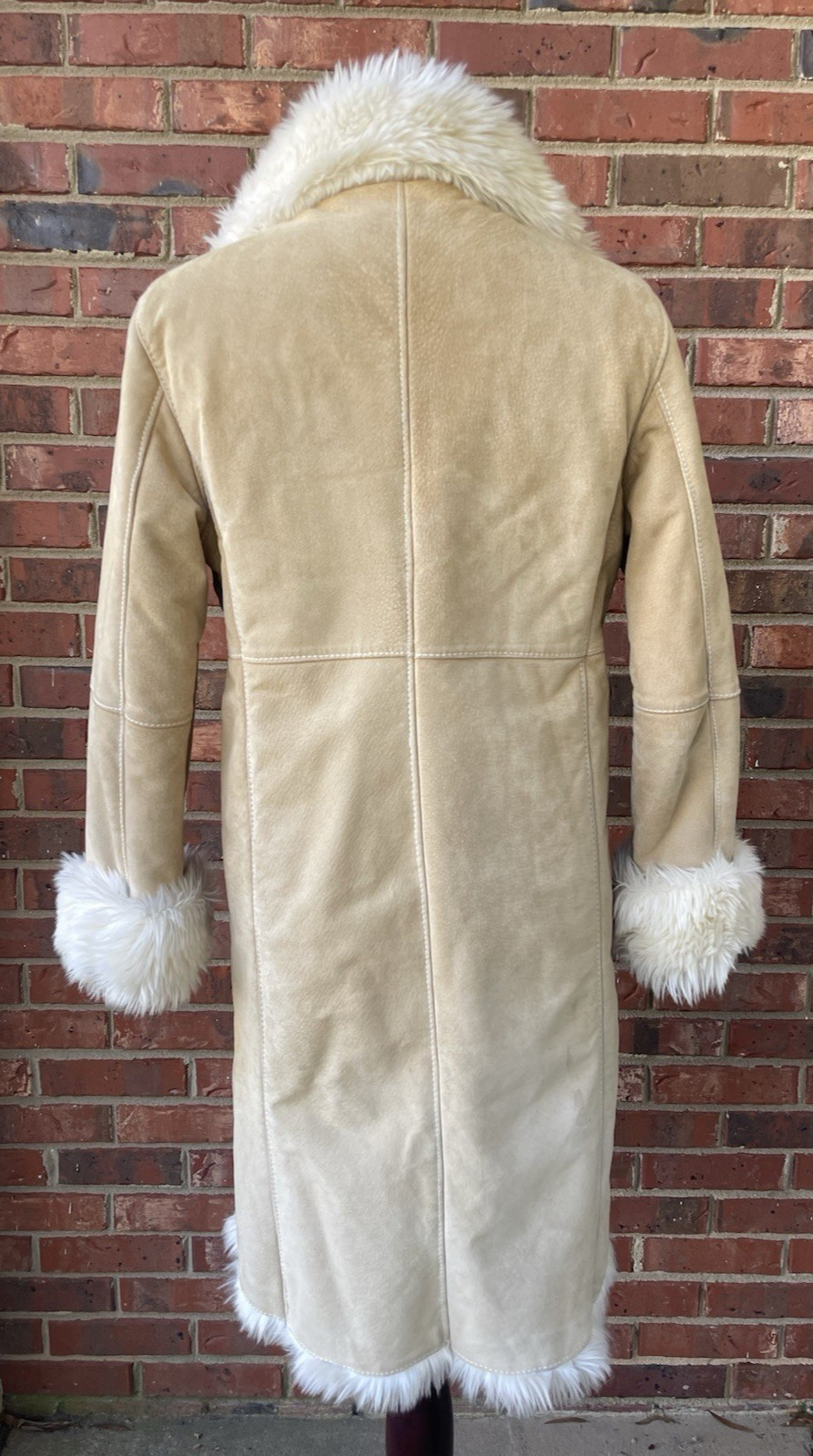 Penny Lane Wilsons Leather Pelle Studio Coat Womens Tan Suede Faux Fur Jacket M image 5