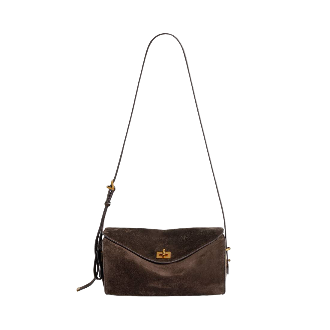 BALENCIAGA Le 7 Medium $3350 Moka Suede Shoulder Bag New & Authentic