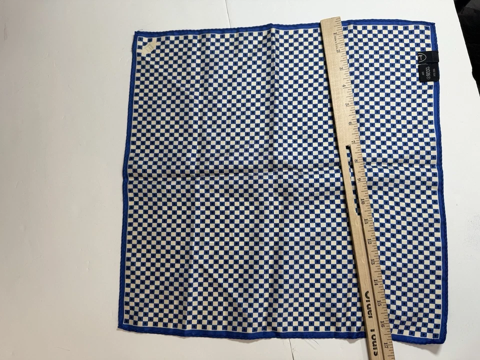 Lenço quadrado Dunhill azul royal quadriculado bolinhas quadrado 16 polegadas 40cm - Imagem 2 de 4