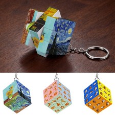 3D Mini Cube Keychain Key Ring Pendant Charm for Keys Cars Backpack