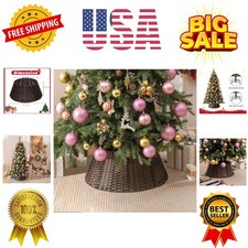 Christmas Wicker Tree Collar for 4-7.5 ft Trees, 22 " D Christmas Tree Stand ...