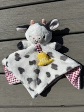 Baby Starters White Cow Snuggle Buddy Lovey Plush Security Blanket 12" Rattle