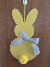 22  Wooden Handmade Yellow Easter Bunny Wreath