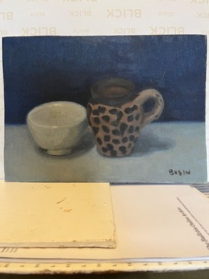  Moroccan clay cup and bowl still life painting 
