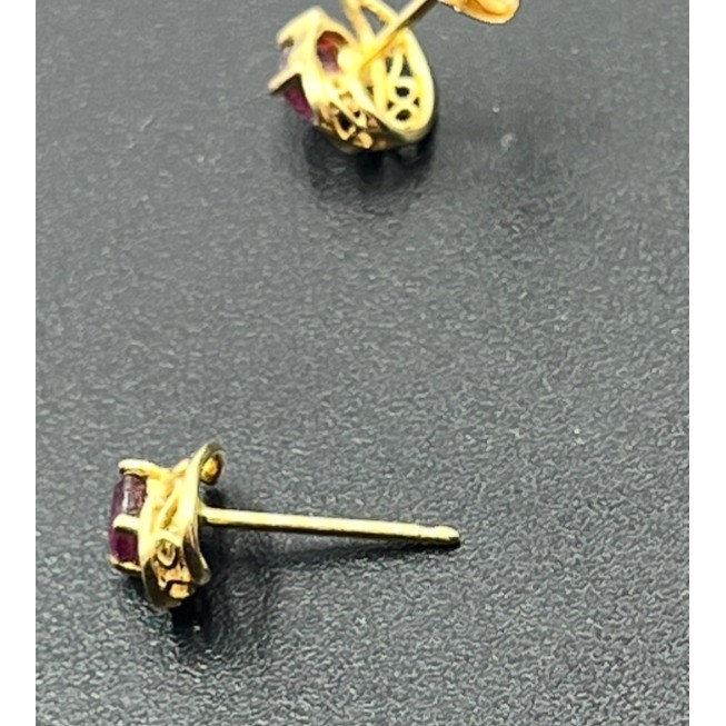 14k Solid Yellow Gold Genuine Oval Ruby Filigree … - image 3