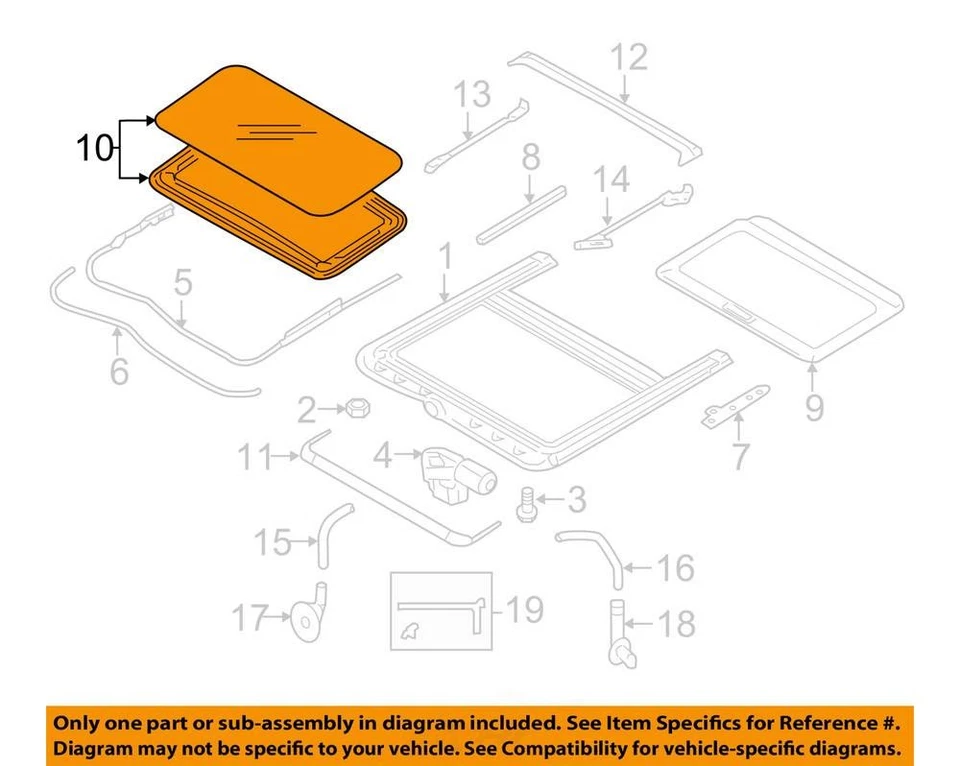 Subaru Impreza 2010-2014 techo corredizo ventana vidrio OEM Foto 3 de 4