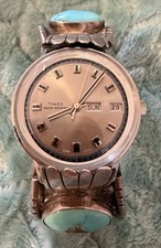 Watch Vintage Native American Navajo-Zuni Sterling Silver .925 Cuff Bracelet