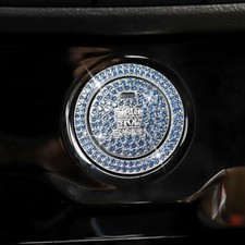 2PCS Bling Crystal Car Engine Start Ring Sticker, Sparkling Rhinestone Key Blue